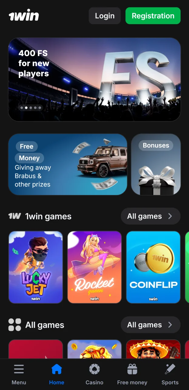 Explore the user-friendly interface of the 1win mobile application.