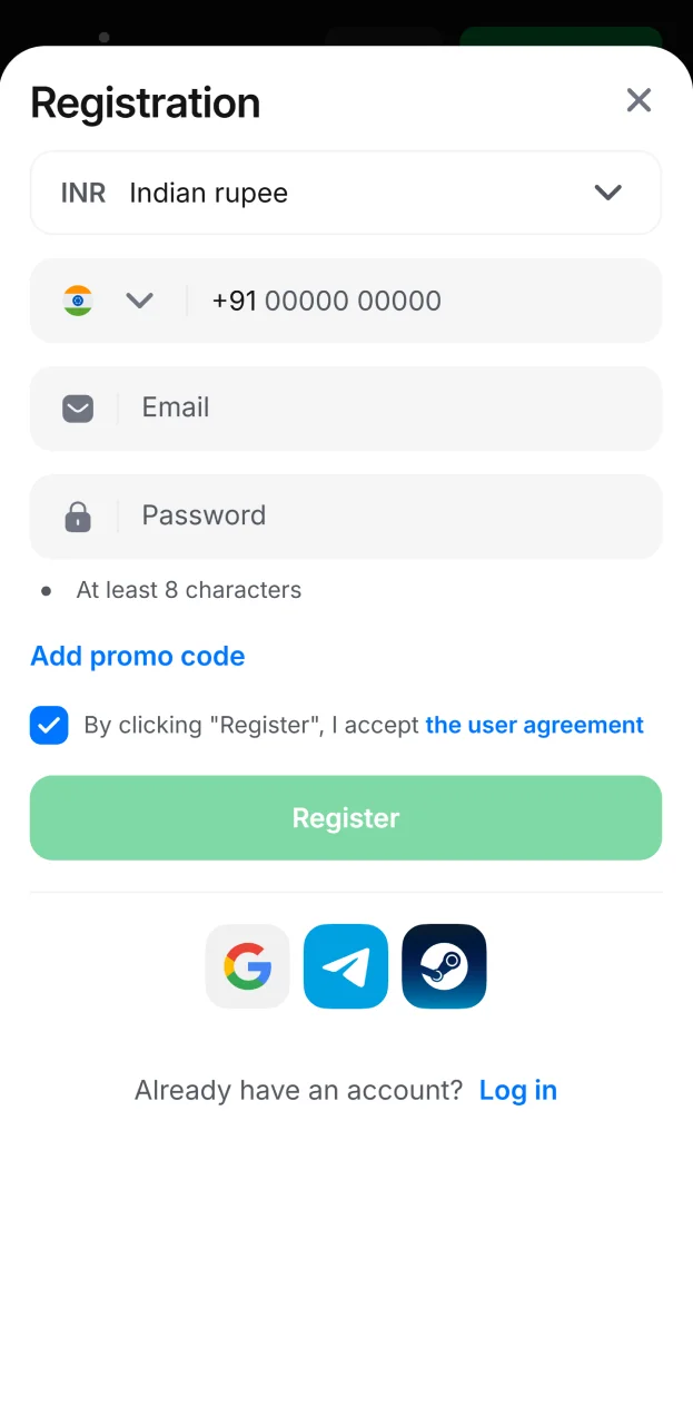 The registration form for the 1win mobile application is just as convenient as on the website.