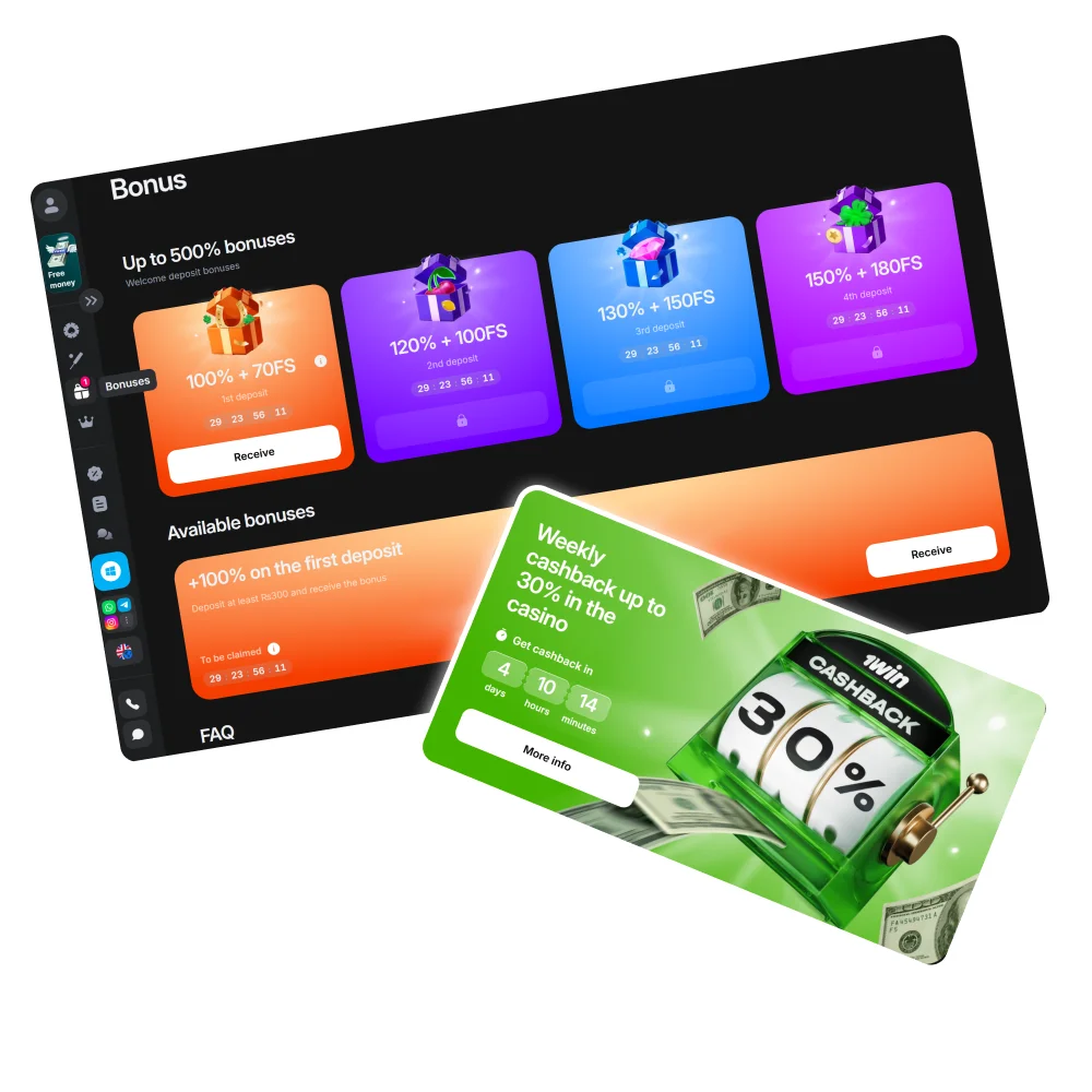 A multitude of bonuses for sports betting and casino games await you on the official 1win website.