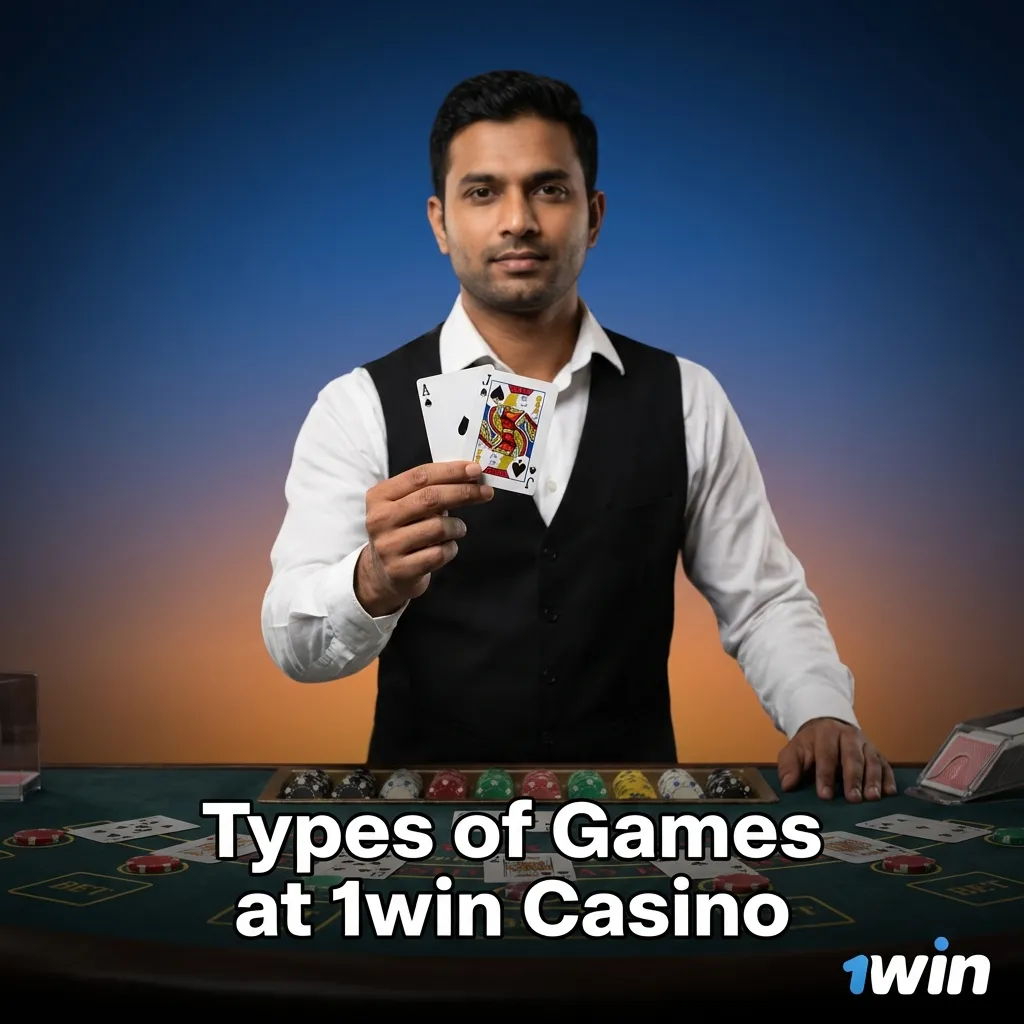 1win Casino game selection showing slots, crash games, table games, video poker, jackpots, and instant win options